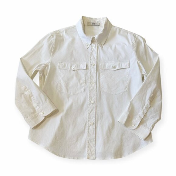 Prada White Stretch Cotton Button Down Shirt, size Italian 44/10 US, - Picture 3 of 15